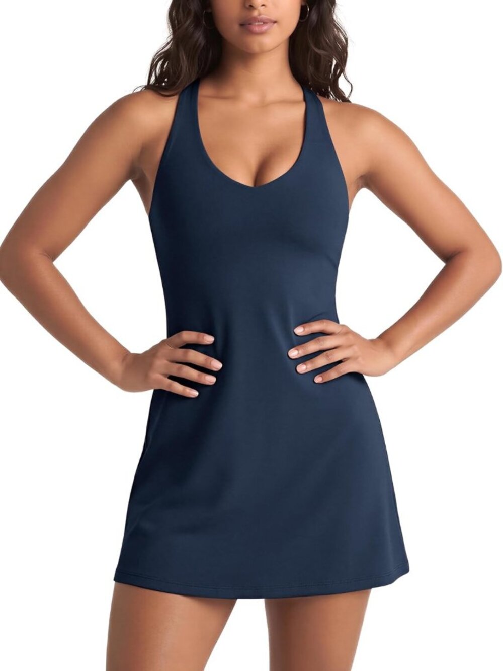 Cloud Feeling Racerback Tennis Dress with Built-in Bra & Shorts - Mini Tank